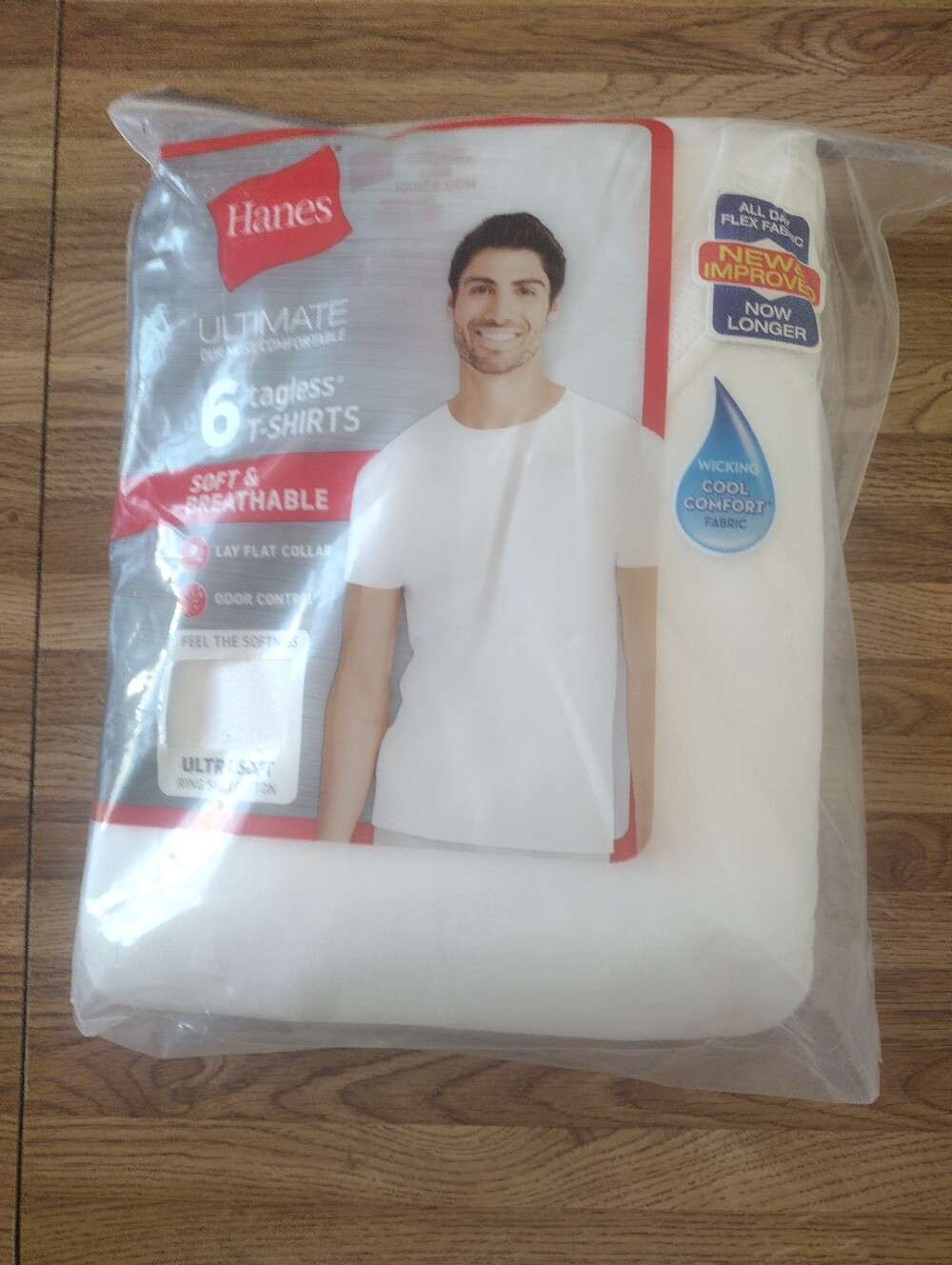 Hanes Ultimate Men’s ComfortSoft Crewneck Undershirt, White, 6-Pack Size Large